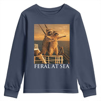 Vintage Feral At Sea Cruise Youth Sweatshirt Funny Raccoon Parody Movie