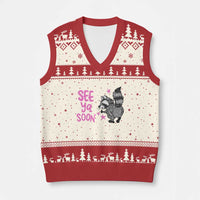 See Ya Soon Raccoon V-Neck Knit Sweater Vest Funny Last Day Of School