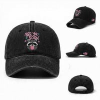 See Ya Soon Washed Cotton Baseball Cap Funny Raccoon Summer Last Day Of School