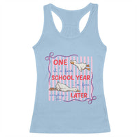 Striped One School Year Later Racerback Tank Top Funny Goose Teacher Summer