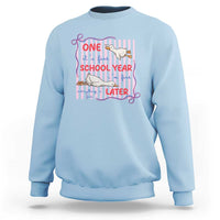 Striped One School Year Later Sweatshirt Funny Goose Teacher Summer
