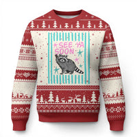Striped Funny See Ya Soon Racoon Ugly Christmas Sweater Last Day Of School Teacher