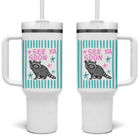 Striped Funny See Ya Soon Racoon Tumbler With Handle Last Day Of School Teacher