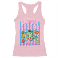 Later Second Grader School's Out For Summer Racerback Tank Top Last Day Of School Later Gator Alligator