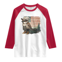 Bird Nerd Raglan Shirt Funny Bird Watching Patriotic American Flag - Wonder Print Shop