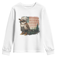 Bird Nerd Youth Sweatshirt Funny Bird Watching Patriotic American Flag - Wonder Print Shop