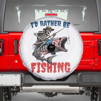 Funny Skeleton Fish Spare Tire Cover Id Rather Be Fishing Bass Fisherman Halloween - Wonder Print Shop