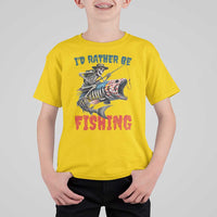 Funny Skeleton Fish T Shirt For Kid Id Rather Be Fishing Bass Fisherman Halloween - Wonder Print Shop