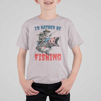 Funny Skeleton Fish T Shirt For Kid Id Rather Be Fishing Bass Fisherman Halloween - Wonder Print Shop