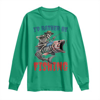 Funny Skeleton Fish Long Sleeve Shirt Id Rather Be Fishing Bass Fisherman Halloween - Wonder Print Shop