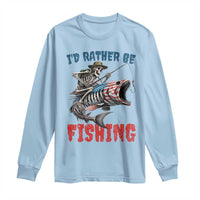Funny Skeleton Fish Long Sleeve Shirt Id Rather Be Fishing Bass Fisherman Halloween - Wonder Print Shop