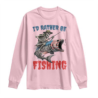 Funny Skeleton Fish Long Sleeve Shirt Id Rather Be Fishing Bass Fisherman Halloween - Wonder Print Shop