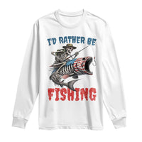 Funny Skeleton Fish Long Sleeve Shirt Id Rather Be Fishing Bass Fisherman Halloween - Wonder Print Shop
