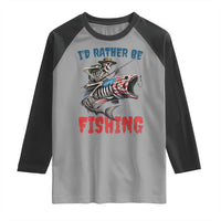 Funny Skeleton Fish Raglan Shirt Id Rather Be Fishing Bass Fisherman Halloween - Wonder Print Shop