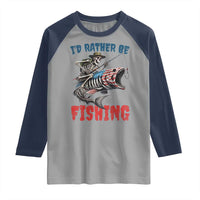 Funny Skeleton Fish Raglan Shirt Id Rather Be Fishing Bass Fisherman Halloween - Wonder Print Shop