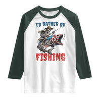 Funny Skeleton Fish Raglan Shirt Id Rather Be Fishing Bass Fisherman Halloween - Wonder Print Shop