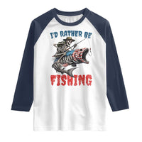 Funny Skeleton Fish Raglan Shirt Id Rather Be Fishing Bass Fisherman Halloween - Wonder Print Shop