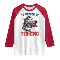 Funny Skeleton Fish Raglan Shirt Id Rather Be Fishing Bass Fisherman Halloween - Wonder Print Shop