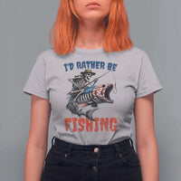 Funny Skeleton Fish T Shirt For Women Id Rather Be Fishing Bass Fisherman Halloween - Wonder Print Shop
