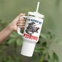Funny Skeleton Fish Tumbler With Handle Id Rather Be Fishing Bass Fisherman Halloween