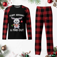 Fluff Around And Find Out Plaid Pajama Set Funny Bunny Rabbit Meme - Wonder Print Shop