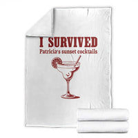 I Survived Patricia's Sunset Cocktails Throw Blanket Vintage 90s Trendy TV Show Movie