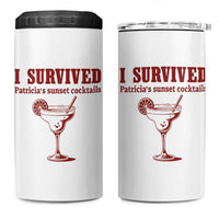 I Survived Patricia's Sunset Cocktails 4 in 1 Can Cooler Tumbler Vintage 90s Trendy TV Show Movie