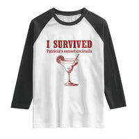 I Survived Patricia's Sunset Cocktails Raglan Shirt Vintage 90s Trendy TV Show Movie