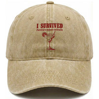 I Survived Patricia's Sunset Cocktails Washed Cotton Baseball Cap Vintage 90s Trendy TV Show Movie
