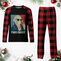 Two Fiddy George Washington 250th Anniversary Plaid Pajama Set Funny 4th of July