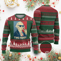 Two Fiddy George Washington 250th Anniversary Ugly Christmas Sweater Funny 4th of July