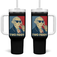 Two Fiddy George Washington 250th Anniversary Tumbler With Handle Funny 4th of July