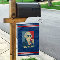 Two Fiddy George Washington 250th Anniversary Patriotic Garden Flag Funny 4th of July
