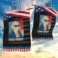 Two Fiddy George Washington 250th Anniversary Patriotic Garden Flag Funny 4th of July