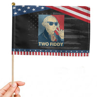 Two Fiddy George Washington 250th Anniversary Patriotic Handheld Flag Funny 4th of July