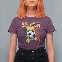 Belgium Belgian Flag Souvenir Belgie T Shirt For Women Game Day Soccer Fans Football