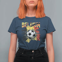 Belgium Belgian Flag Souvenir Belgie T Shirt For Women Game Day Soccer Fans Football