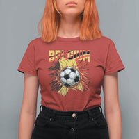 Belgium Belgian Flag Souvenir Belgie T Shirt For Women Game Day Soccer Fans Football
