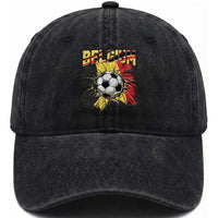 Belgium Belgian Flag Souvenir Belgie Washed Cotton Baseball Cap Game Day Soccer Fans Football