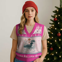 Leave Me A Loon Vintage Lake Bird V-Neck Knit Sweater Vest Funny Loon Pun Nature Bird Lovers