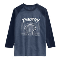 Jimothy Raccoon Seattle Feral Legend Meme Raglan Shirt Cute Trash Panda Viral Animal Lover Gift