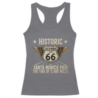 Route Highway 66 Historic California Santa Monica Pier Racerback Tank Top