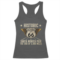 Route Highway 66 Historic California Santa Monica Pier Racerback Tank Top