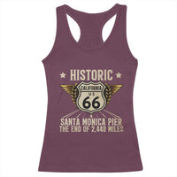 Route Highway 66 Historic California Santa Monica Pier Racerback Tank Top