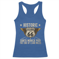 Route Highway 66 Historic California Santa Monica Pier Racerback Tank Top
