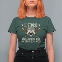 Route Highway 66 Historic California Santa Monica Pier T Shirt For Women