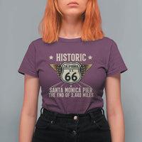 Route Highway 66 Historic California Santa Monica Pier T Shirt For Women