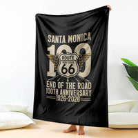 Route Highway 66 100 Year Centennial Anniversary Souvenir Throw Blanket Santa Monica End of the Road