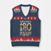 Route Highway 66 100 Year Centennial Anniversary Souvenir V-Neck Knit Sweater Vest Santa Monica End of the Road
