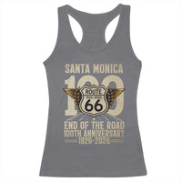 Route Highway 66 100 Year Centennial Anniversary Souvenir Racerback Tank Top Santa Monica End of the Road